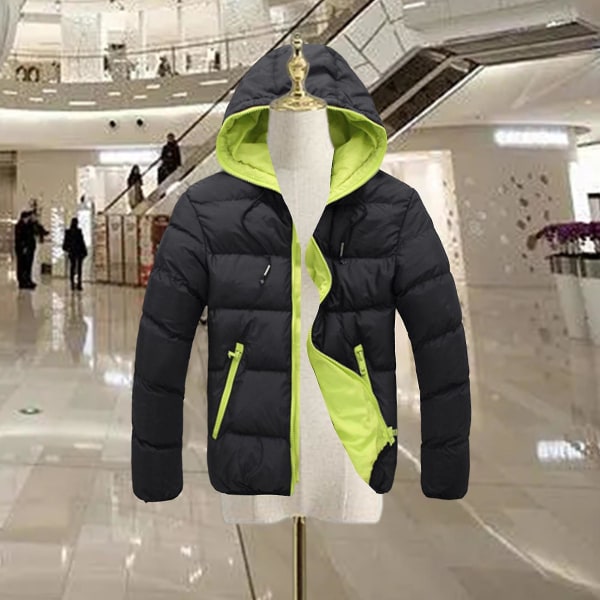 Vinterfrakker til mænd Vandafvisende hætteforet pufferfrakke til koldt vejr overtøj 4XL Sky Blue Orange