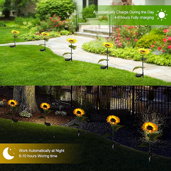 Solsikke Solar Blomster Lys til Havepynt Udendørs