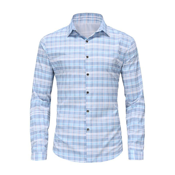 Miesten Slim-fit pitkähihainen paita, Miesten napitettavat paidat Green L