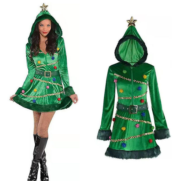 Juletræ Kostume Jule Outfit Kvinder Voksen Kostume Kjole M