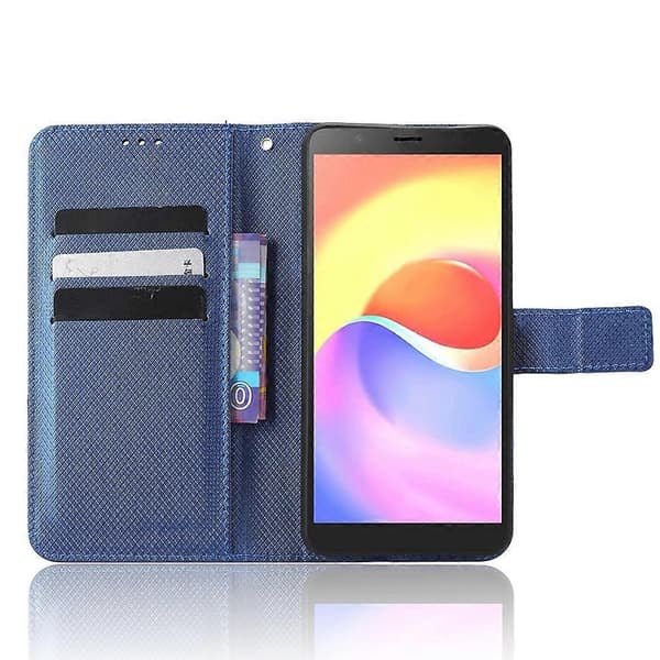 För ZTE Blade A32 Diamanttextur Läder Telefonfodral Blue