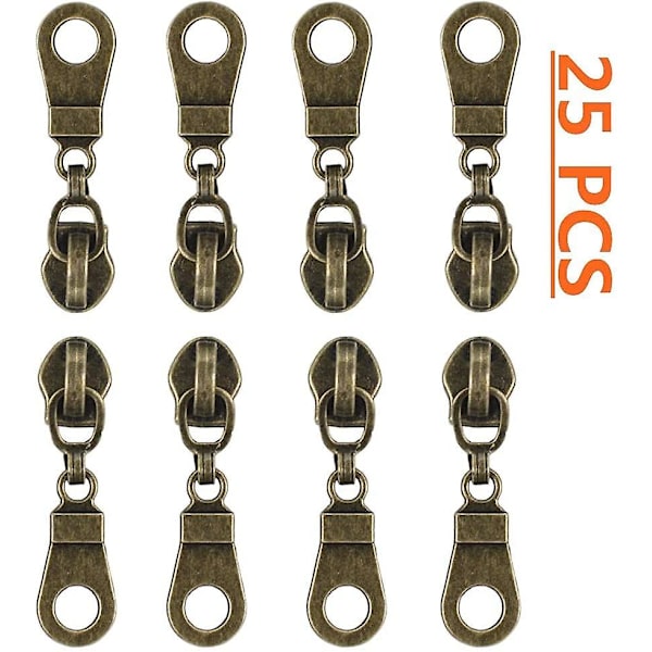 #5 Antik mässing metallisk nylon spole blixtlås per meter bulk spole blixtlås rulle 10 meter med 25 st drar för DIY sömnad hantverk väskor (brun)
