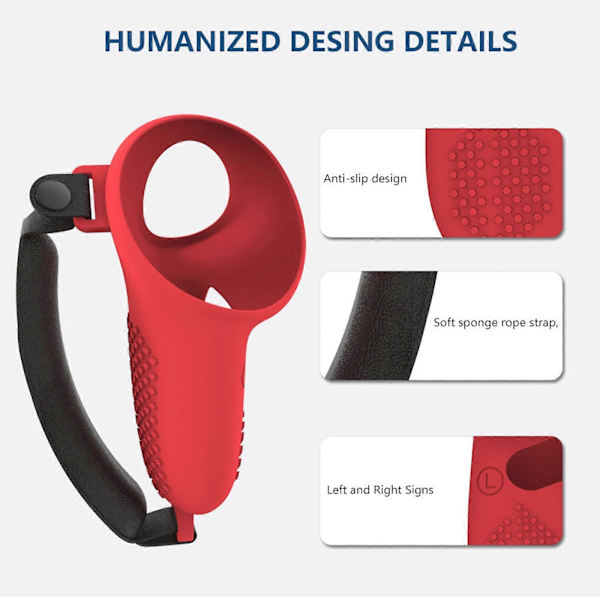 Silikone Greb Cover Controller Greb til Oculus Quest 3, Beskyttende Ærme med Controller Håndstropper og 2 stk. Rocker Cap til Meta Quest 3 Tilbehør