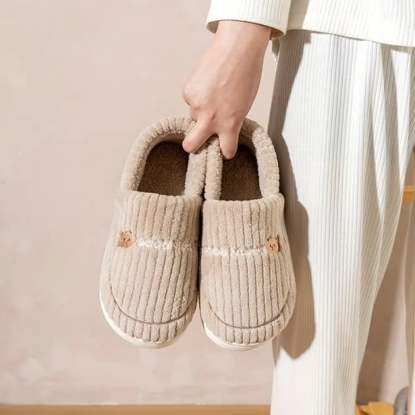 Søde Bjørn Plys Sko til Kvinder, Fuzzy Varme Slip-On Indendørs Anti-Slip Sko, Soveværelsessko Pink EU40 41