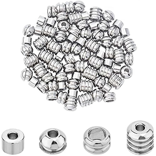 80 st Grovade Kolonn/Kolonn/Rondelle Metallpärlor Bulk Distanspärlor 6-8mm Rostfritt Stål Pärla Lösa Pärlor Metall Distanser för Smyckestillverkning Fynd DI