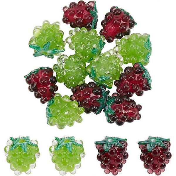 12 stk. Håndlavede Lampwork Perler 14mm Glas Frugt Perler Glas Drue Perler Løse Lampwork Spacer Perler til DIY Halskæde Armbånd Ørering Smykkefremstilling C