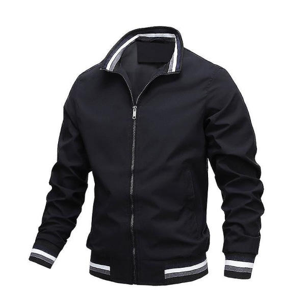 Chad Varsity Bomberjacka Herr Casual Jacka Dragkedja Upp Lätt Sportkläder Jacka M Black