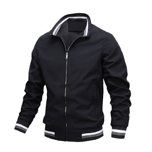 Chad Varsity Bomberjacka Herr Casual Jacka Dragkedja Upp Lätt Sportkläder Jacka XL Black