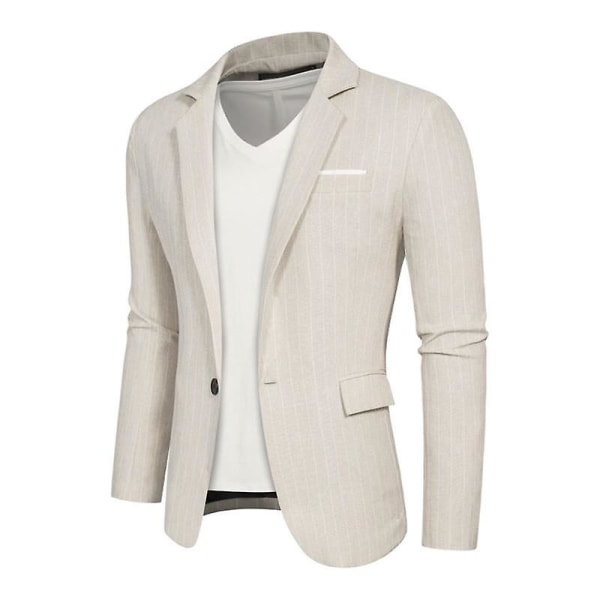 Herre Blazer Slim Fit Jakke, Enkeltspent Blazer med Én Knapp Beige XL