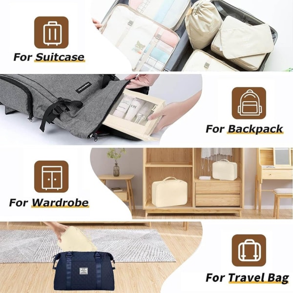 11 set packningskuber för resväskor Resväskor Organizer för bagage Resekuber Hållbar resepackningsorganisator med toalettväska
