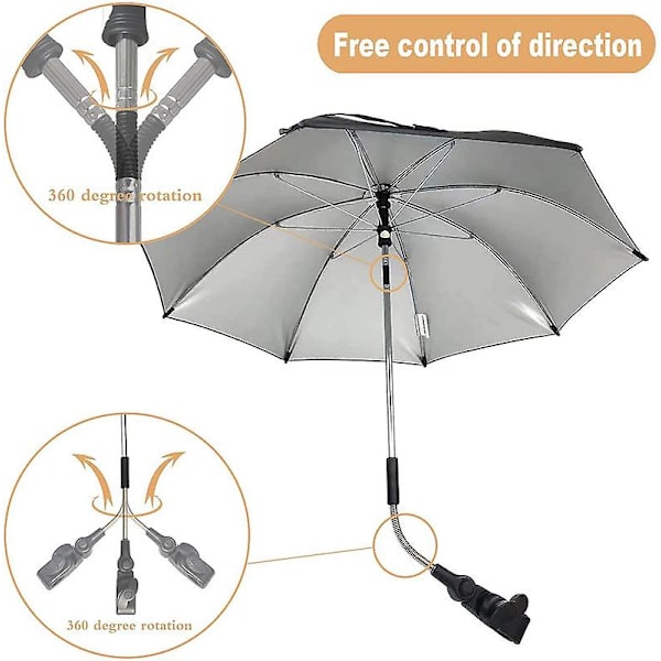 Universell parasoll solskydd för barnvagnar solskydd paraply Black
