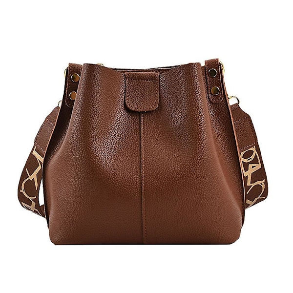 Fashion Läder Väska Ny Joker Axelväska Mode Retro Hög Sense Slung Hink Väska brown