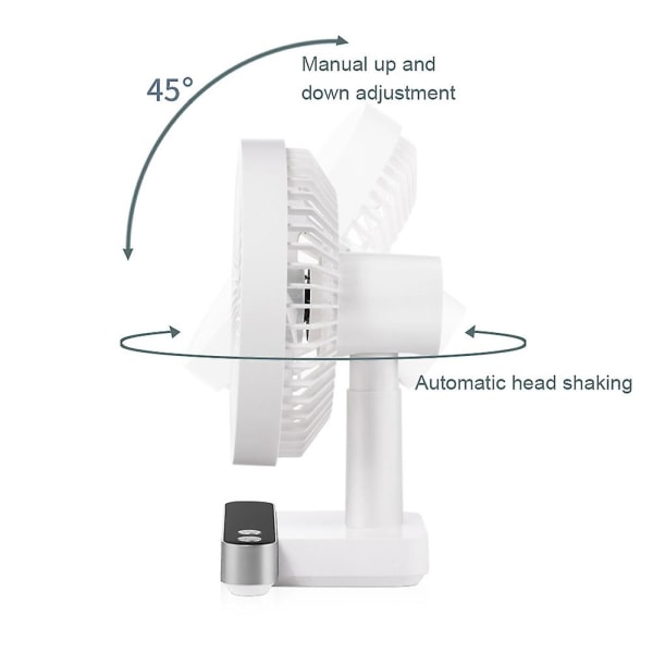 Skrivbordsfläkt med automatisk skakning, USB, 4 hastigheter, stark vind, tyst cirkulationsfläkt, kontor, student, skrivbord white set 3