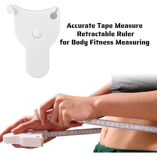Kroppsmåttband - 150 cm (60 tum), enhandsgrepp, kompakt ergonomisk design (vit)