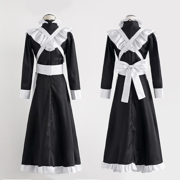 Klassisk Maid Cosplay Outfit Söt Lång Klänning Cosplay Kostym Brittisk Stil Cafe Maid Klänning M Male