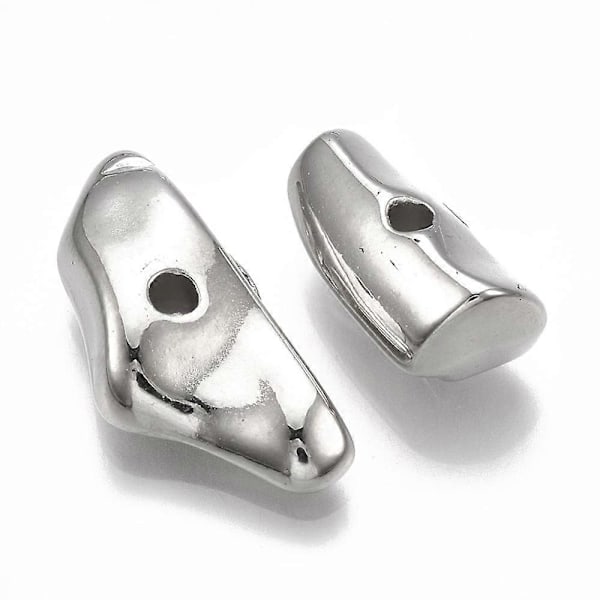 50 st CCB Plastpärlor Nuggets Platinum 12~21x7~15x5~8mm Hål: 2mm