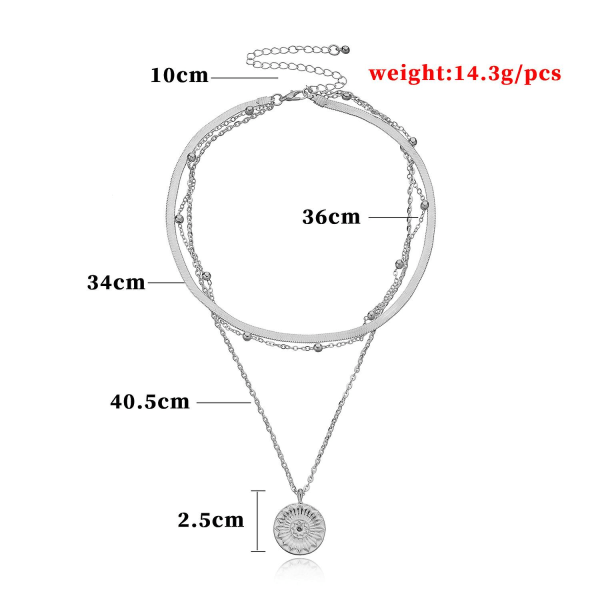 (eller)skiktad Lotus-hänge Colliers Pärlor Choker Halsband Smycken Justerbara för kvinnor och flickor