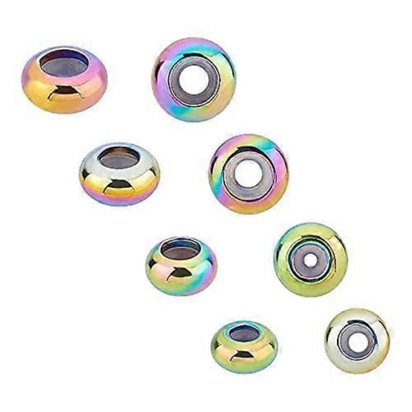 24 st 6/7/8/9mm Färgglada Distanspärlor med Plast Rostfritt Stål Stopp Pärlor Rondelle Lösa Pärlor Metall Pärlor Distanser Hitta för DIY Smycken Maki