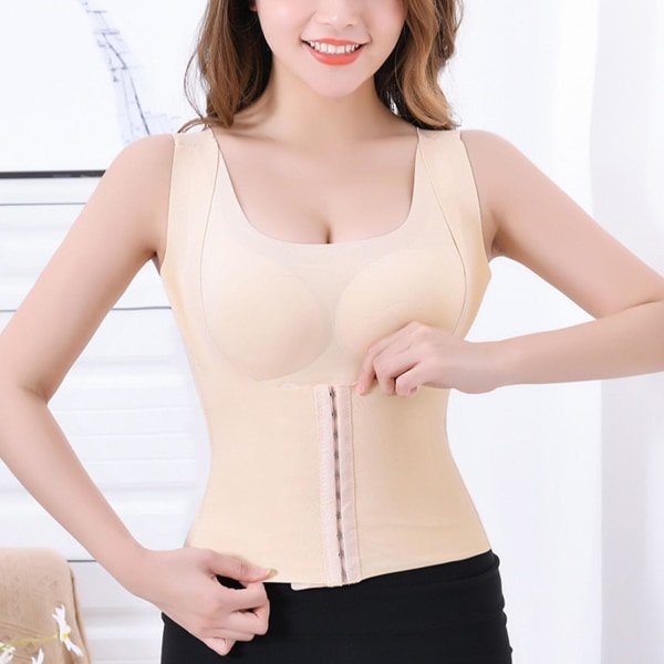 4-i-1 Taljetrænere BH Kvinder Åndbart Shapewear Bryststøtte Tanktop XL Black