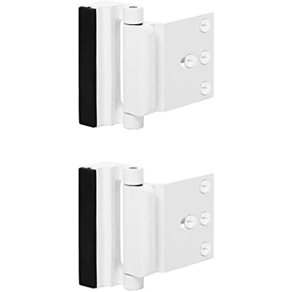Toyful 2-pack dörrförstärkningslås med 8 skruvar - Hemmasäkerhetsdörrlås för småbarn - Barnsäkert dörrlås - Nattlås tål 800 kg - Vit Silver