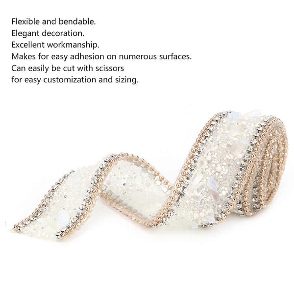 2,5 cm DIY Diamant Mesh Wrap Roll Krystall Rhinestones Kjederibbon Dekor White