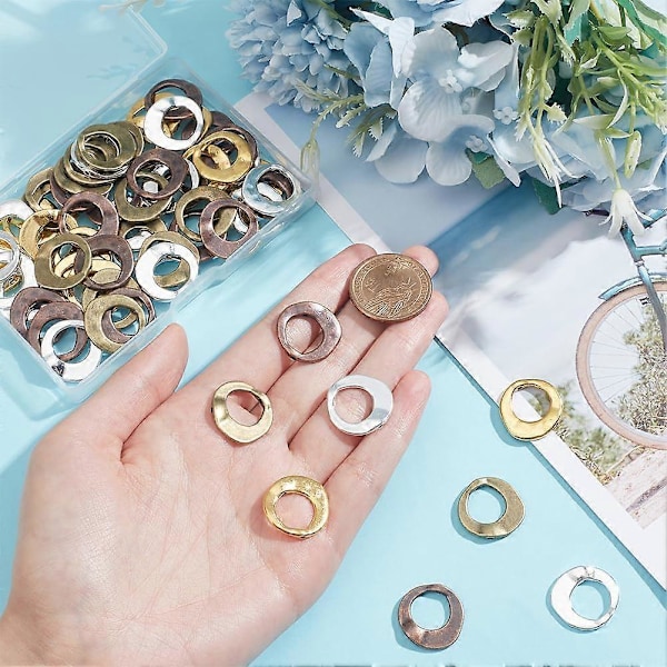 64 kpl 4 väriä metalliseoshelmirunkoja Tiibetiläistyyliset epäsäännölliset pyöreät helmirungot Löysät metallihelmirungot askarteluun DIY-korujen valmistustarvikkeet Charms Hol