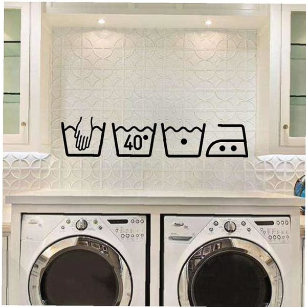 Tvättmaskin Avtagbara klistermärken Vinylväggmålning Sovrumsdekor Väggklistermärken för tvättstuga