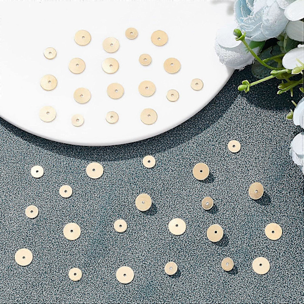 1 Æske 200 stk. Guld Heishi Perler Gyldne Flade Skive Perler 6mm 8mm Ægte 18K Guldbelagt Messing Runde Afstandsperler til Smykkefremstilling Charms Armbånd Halskæde