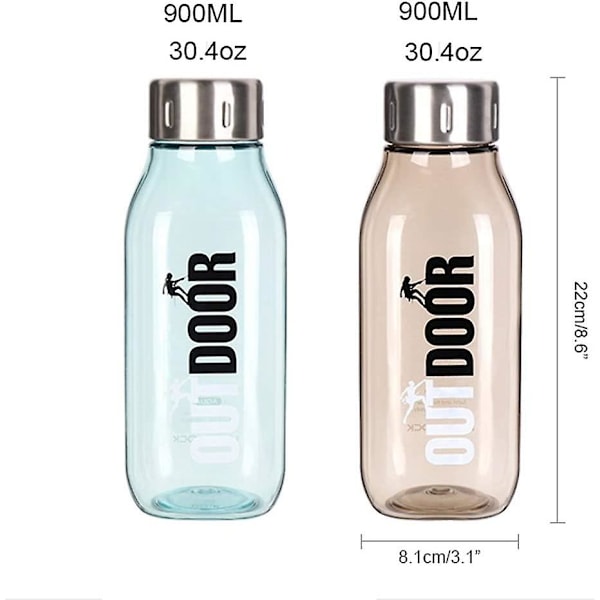 Vandkop Vandflaske, 580/900 ml BPA-fri Plastik Vandflasker, Med Låg Vandkop (farve : Orange, Størrelse : 900ml)