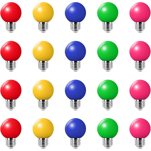20 stk. 3w E27 Farve LED Pære, 100lm 220v, 180(4 Per Farve)