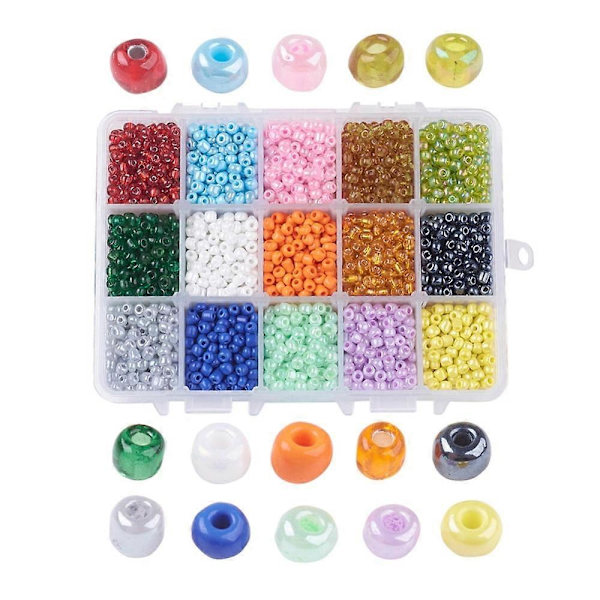 5850 st 15 Färger 6/0 Glasfrö Pärlor Blandade Färger 4mm Hål:1mm