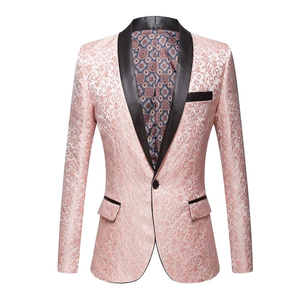 Herr Floral Lapel Blazer Kostym Tryck Middag Smoking Kavaj pink m