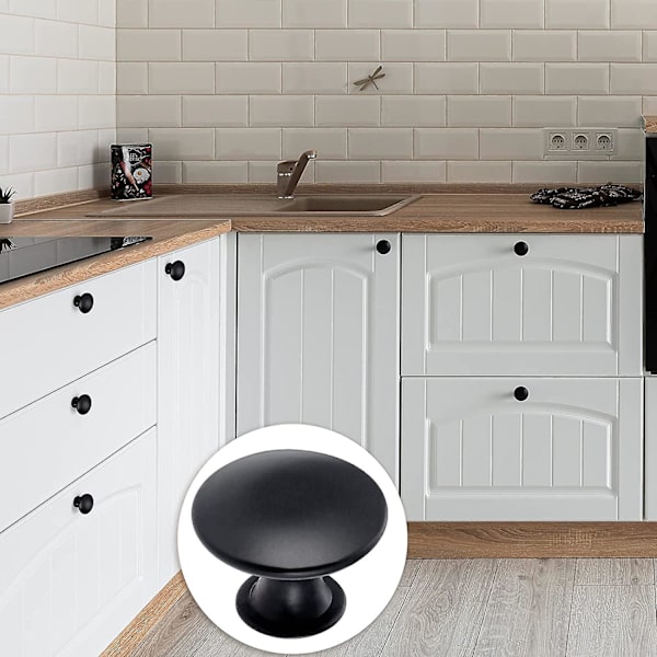 Set med 12 mässingsknoppar för lådor, diameter 30 mm, (svart)