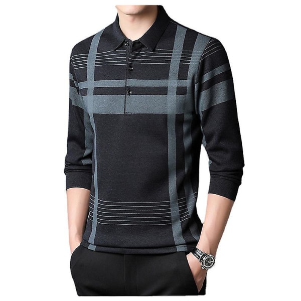 Langermet poloskjorte for menn, avslappet og stilfull Grey XL