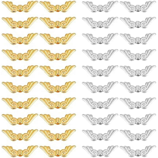 200 st Angel Wings Pärlor 2 Färger Tibetanska Vingpärlor Legering Fairy Wing Spacer Pärlor