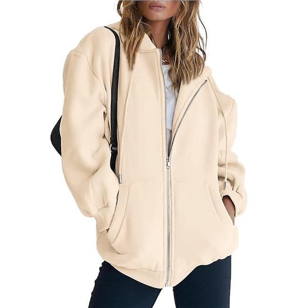 Dame Zip Up Hettegensere, Hette Oversized Genser Casual Jakke Black L
