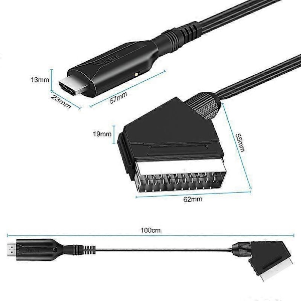 Scart till HDMI-omvandlare Audio Video Adapter för HDTV/DVD/Set Top Box/PS3/PAL/NTSC