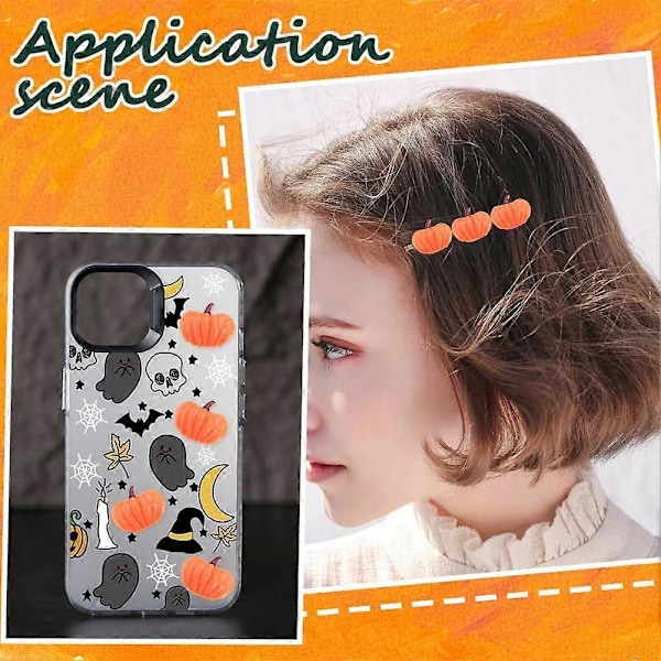 1 Ask 80 st Halloween Resin Charms Pumpa Charms Cartoon Hösttema Orange Pumpor Flatback Cabochons Bulk för Smyckestillverkning Scrapbooking Dekorera