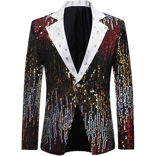 Herr Sequin Kostymer Smoking Kavaj, Fest Show Punk Bal Scen Blazer Red 2XL