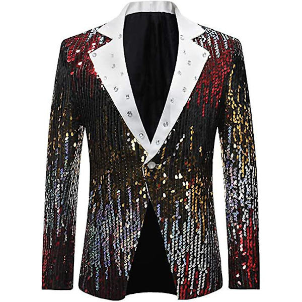 Herre Paljett Dressjakke Smoking, Party Show Punk Prom Scene Blazer Red L