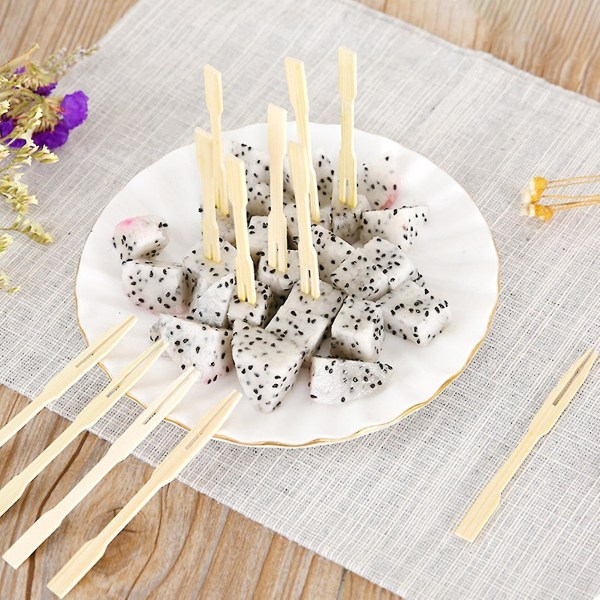 80 stk/sett Engangsgafler Glatt Overflate Uten Grater Bambus Grill Drikke Kake Gafler For Snacks