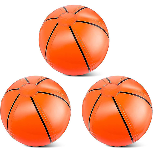3-pack uppblåsbara basketbollar, basketstrandbollar 16 tum minibasketboll för sporttema födelsedagsfestdekorationer strandpoolfestleksaker sommar