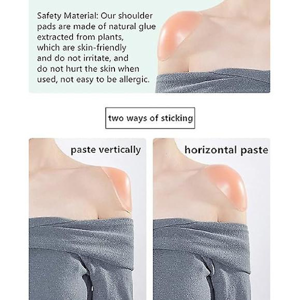 2 Par Silikone Skulderpuder, Genanvendelige Usynlige Skridsikre Skulder Push-up Puder skin white