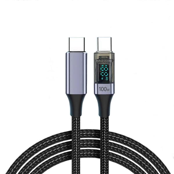 Nylon USB C til USB C Kabel 100W Power Delivery USB C Opladerkabel Med Data Synkronisering Til Gadgets Telefoner Lilla Grey