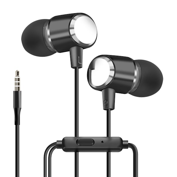 Øretelefoner 3,5 mm in-ear jack Mikrofon, Sort