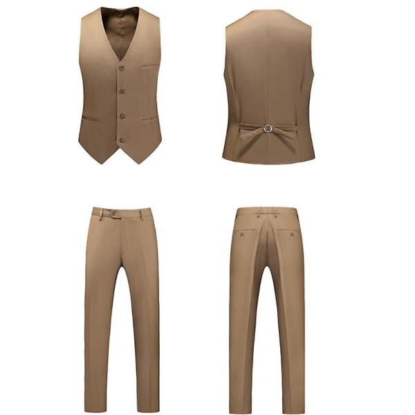 Herredresser 2 Knapper Slim Fit 3-delt Dress khaki S