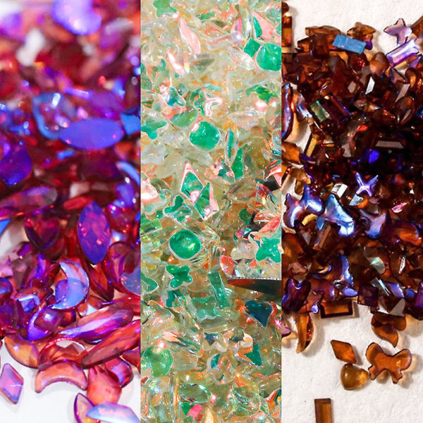 3D Neglekunst Aurora Rhinestone Multi-form Blandede Neglekrystalhåndværk Skinnende Neglekunst Dekoration DIY Neglekunst Design Set4