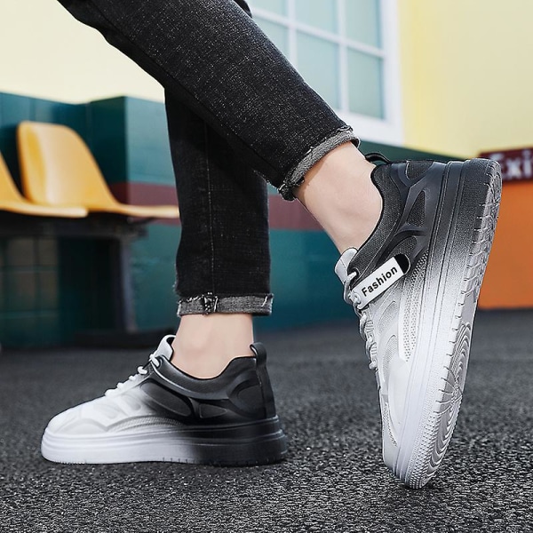 Herr Casual Skor Halkskydd Andas Platta Skor Frq623 BlackWhite EU 40
