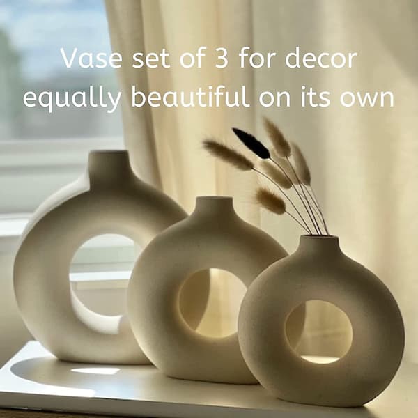 Hvit Donut Vase Keramisk Vase Romdekorasjoner