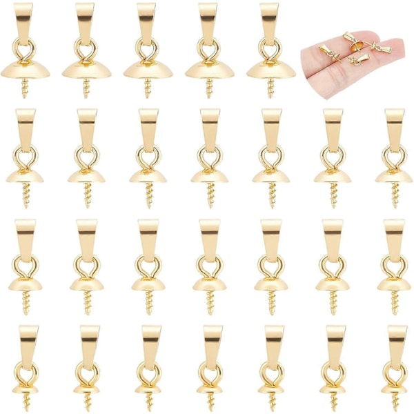 40 stk. 4 Størrelser Gyldne Kop Stift Bails 304 Rustfrit Stål Knibebøjler til Halvt Borede Perler Skrueøje Stift Bails til DIY Smykkefremstilling